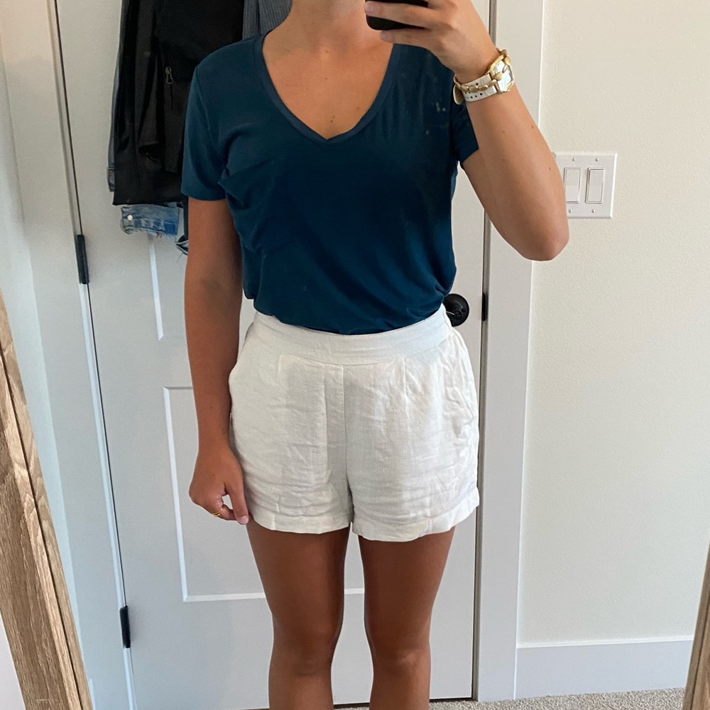 Faux suede boutique pocket tee in cerulean